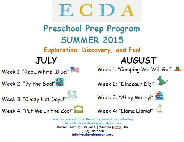 Preschool Prep Program: Summer 2015 Themes
