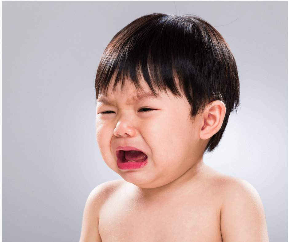 child crying after hearing "no"