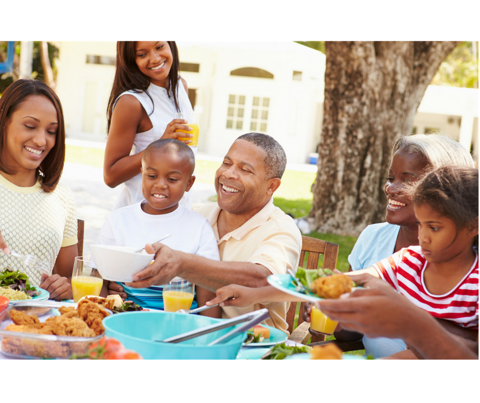 family having a happy meal together