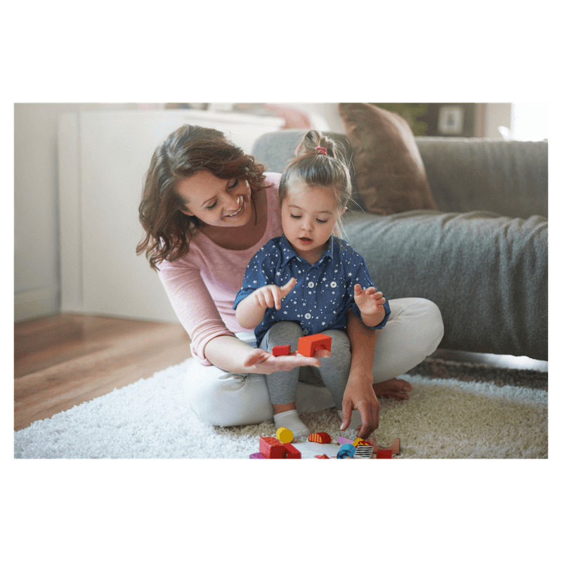 mom playing with toddler