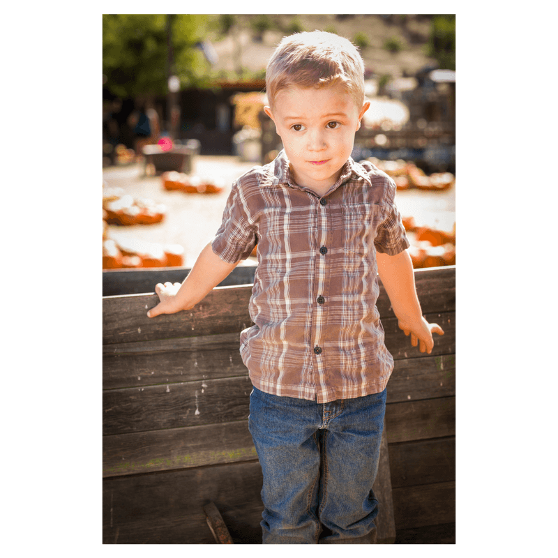 little boy looking a bit scared of Halloween